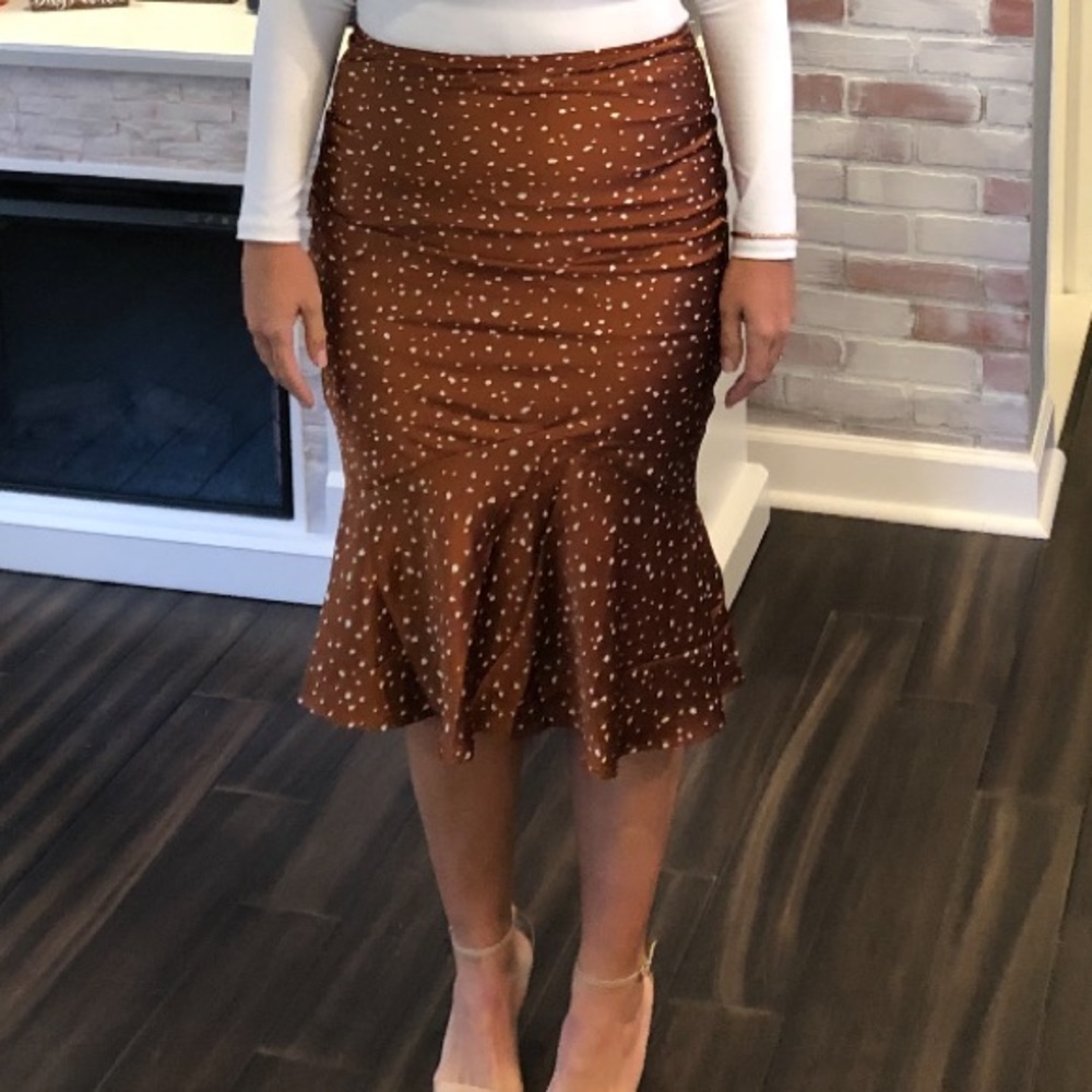 Burnt orange and white silk skirt